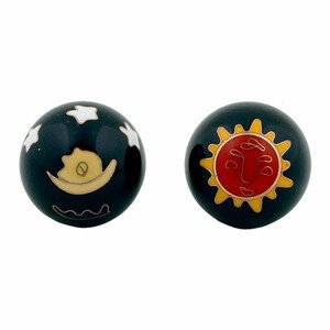 Zdravotní čínské meditační kuličky proti stresu Sun and Moon red yellow on black - cca 3,5 cm