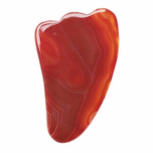 Gua sha z červeného achátu tvar ploutve - cca 9,8 cm