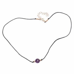 Ametyst korálek náhrdelník bavlněná šňůrka - délka cca 39 cm