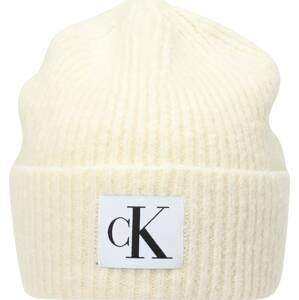 Calvin Klein Jeans Čepice černá / offwhite / barva bílé vlny