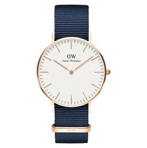 Analogové hodinky 'Classic 36 Bayswater' Daniel Wellington chladná modrá / růžově zlatá / bílá