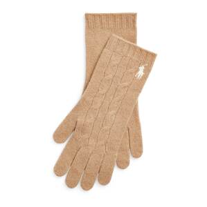 Prstové rukavice Polo Ralph Lauren velbloudí / bílá