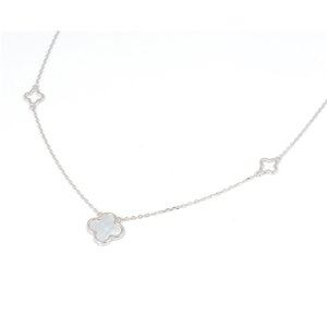 Dámský stříbrný náhrdelník čtyřlístek s perletí STNAH206F