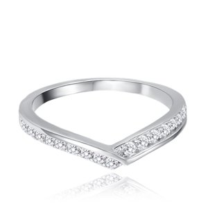 Dámský elegantní stříbrný prsten špička s čirými zirkony JMAN0550SR
