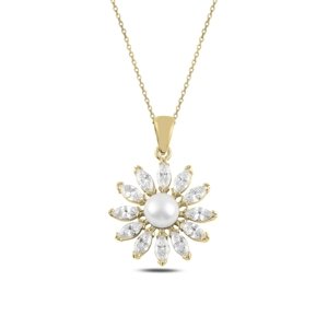 OLIVIE Stříbrný perlový náhrdelník GOLD & CZ 4786 Ag 925; ≤4 g.