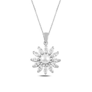 OLIVIE Stříbrný perlový náhrdelník se zirkony 4788 Ag 925; ≤4 g.