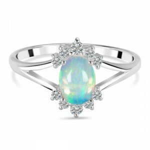 Klenoty Amber Luxusní stříbrný prsten s opálem a topazy Romance Velikost: 54