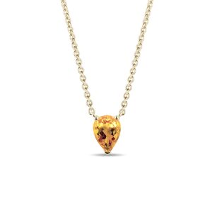 Zlatý náhrdelník s citrínem kapka KLENOTA