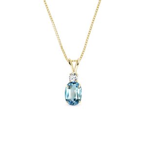 Zlatý náhrdelník s oválným topazem a diamantem KLENOTA