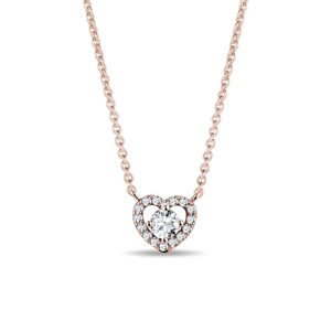 Diamantový náhrdelník srdce z růžového zlata KLENOTA