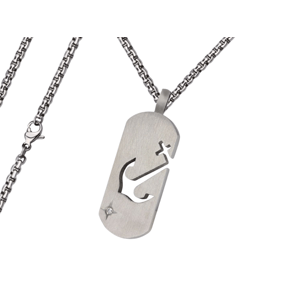 Pánský náhrdelník Známka s kotvou Typ řetízku: Řetízek chirurgická ocel 55 cm x 0,3 cm zakulacený 2634/RET