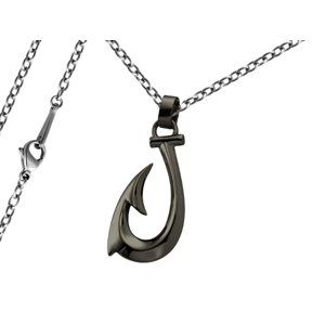 Pánský náhrdelník Rybářský háček černý Typ řetízku: Řetízek chirurgická ocel 55 cm x 0,25 cm 2652/RET