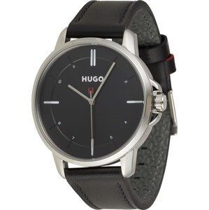 HUGO Analogové hodinky '#FOCUS' černá / stříbrná