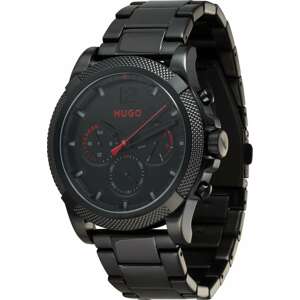 HUGO Analogové hodinky '46MM/MULTI/3BAR/BLACK IP CASE/BLACK DIAL' černá
